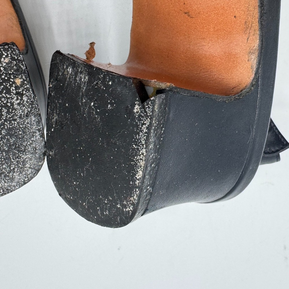 Salvatore Ferragamo Comodita Slingback Heels Black Leather Women 7.5 C Italy AS - Picture 6 of 12